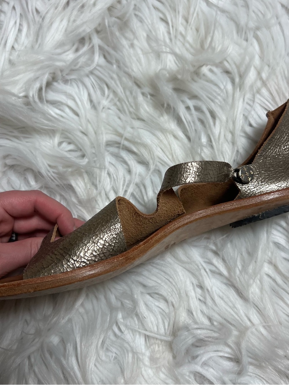 Cydwoq Leather Ankle Strap Sandal in Warm Brown - Picture 4 of 8